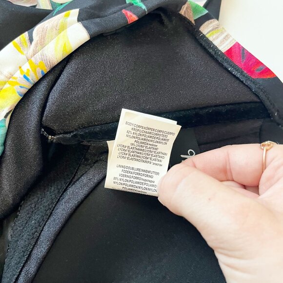 Maxine of Hollywood Black Tropical Floral Strapless One Piece Swimsuit Size 16 - Picture 6 of 6